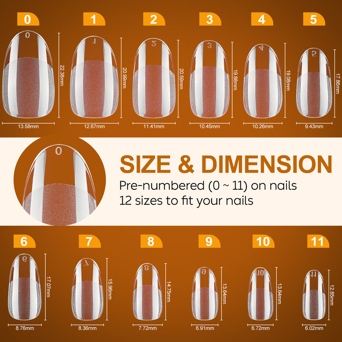 Nicedeco Almond Fake Nails Pre-shape 216pcs 007