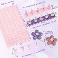 Nicedeco Nail Stand Display, DIY Magnetic Nail Holder for Nail Tips, Acrylic Nail Practice Holders Nail Painting Stand with 96Pcs Reusable Adhesive Putty for False Nail Tip Manicure Tool