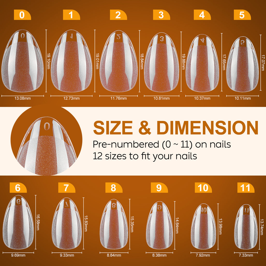 Nicedeco Extra Short Almond Nail Tips Full Cover 216pcs 009