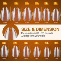 Nicedeco Extra Short Almond Nail Tips Full Cover 216pcs 009