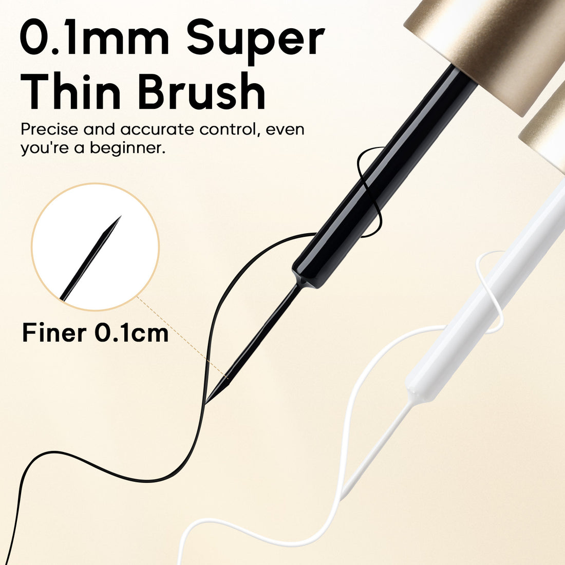 Nicedeco Gel Polish Nail Art Liner Gel 2 Colors, Hema Free, Cruelty Free, Vegan, Black White Nail Design for French Manicure