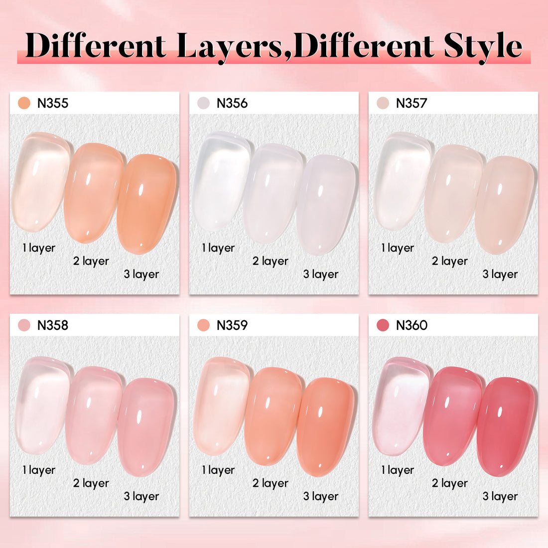 Nicedeco Hema Free Jelly Gel Nail Polish 6 Colors Set 46