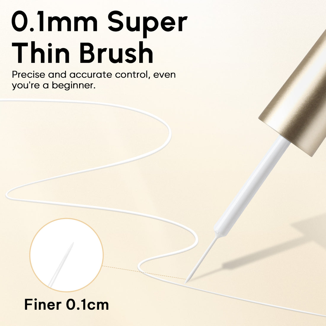 Nicedeco Gel Polish Nail Art Liner Gel, Hema Free, Cruelty Free, Vegan, White Nail Design with Thin Brush for French Manicure