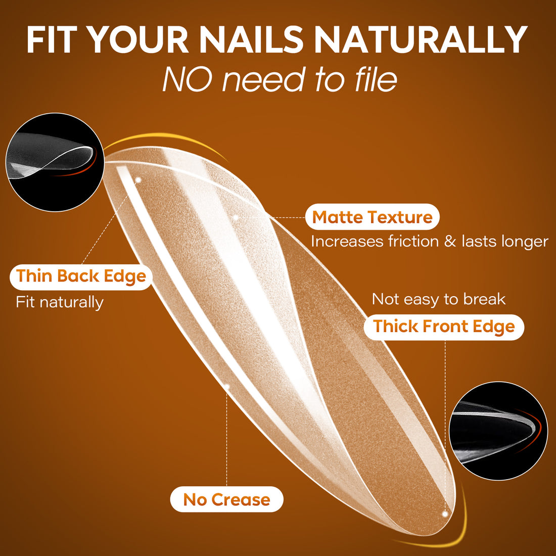 Nicedeco Short Almond Nail Tips Soft Gel Tips 216pcs 008