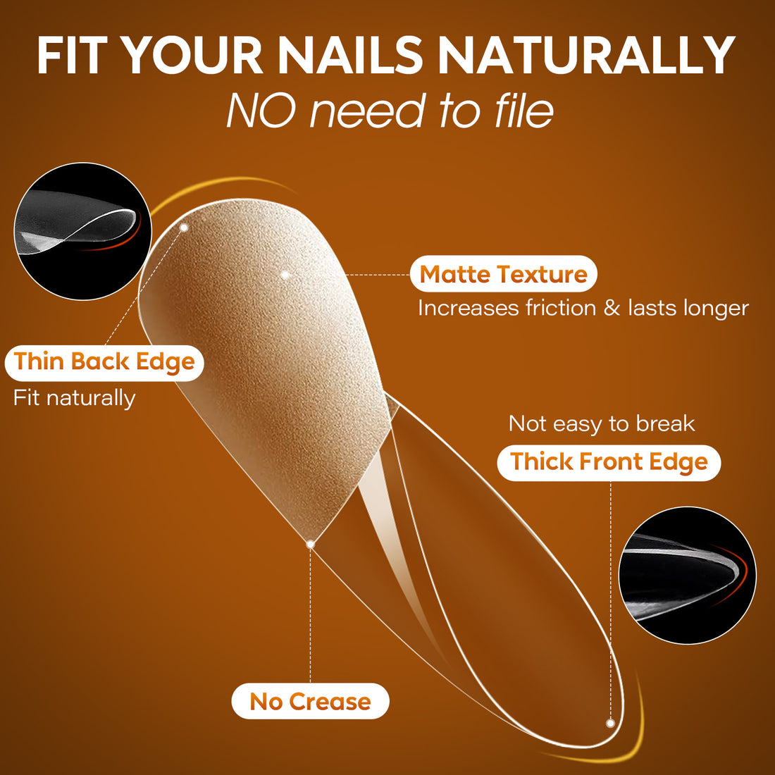 Nicedeco Extra Short Almond Nail Tips Full Cover 216pcs 009