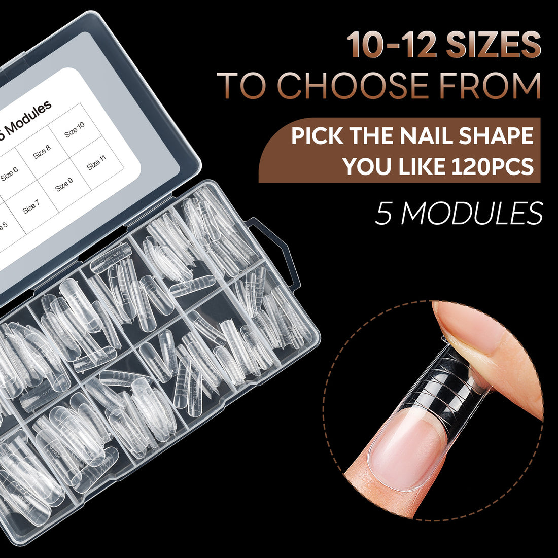 Nicedeco Poly Extension Gel Dual Nail Forms, 120pcs Nail Molds for Builder Extension, 5 Style 12 Size Dual Forms for Gel Nail Tips Nail Art Design Salon DIY Kit 2