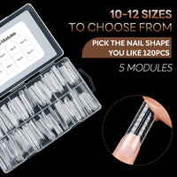 Nicedeco Poly Extension Gel Dual Nail Forms, 120pcs Nail Molds for Builder Extension, 5 Style 12 Size Dual Forms for Gel Nail Tips Nail Art Design Salon DIY Kit 3