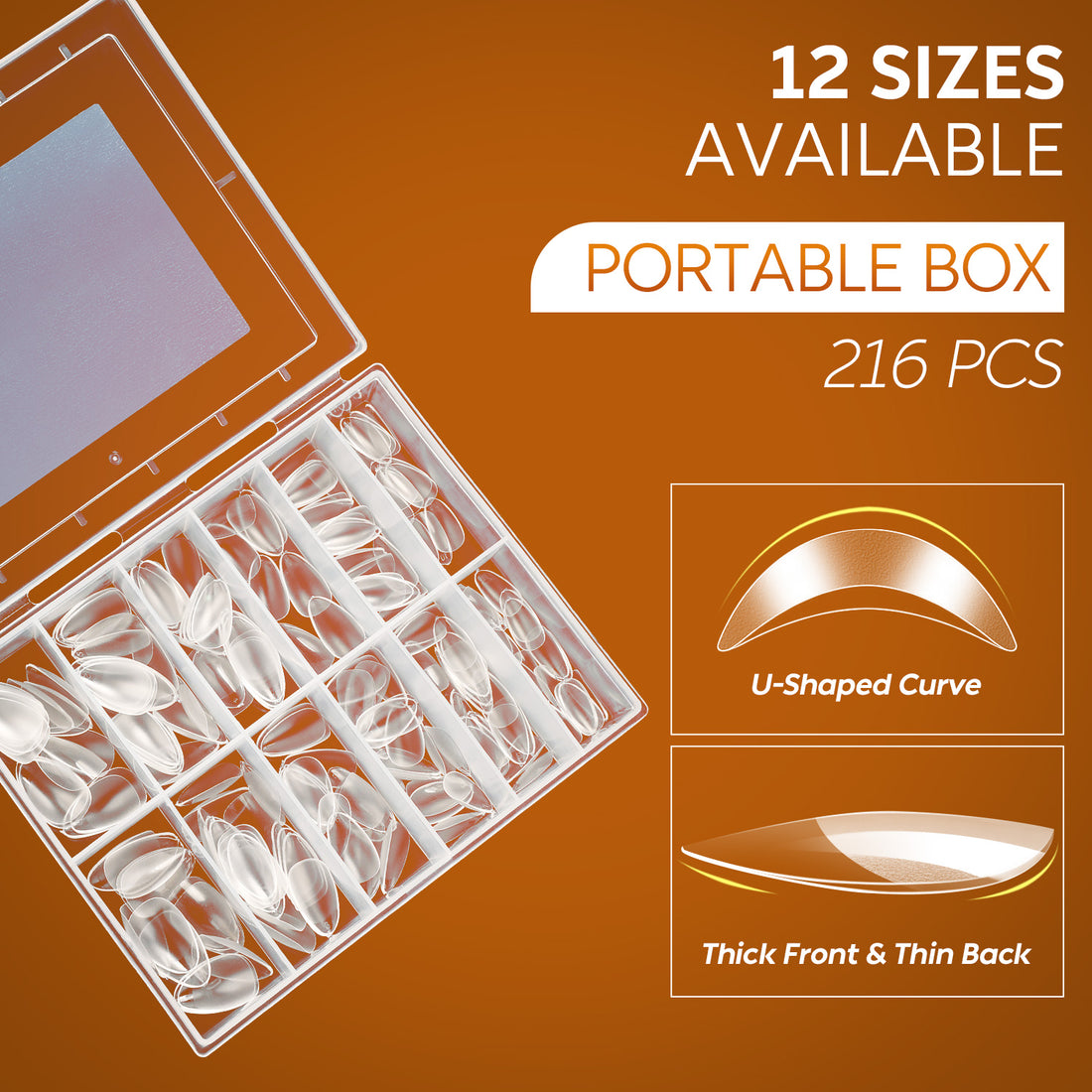 Nicedeco Extra Short Almond Nail Tips Full Cover 216pcs 009