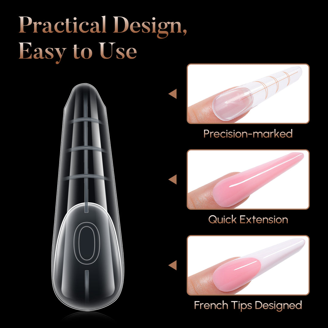 Nicedeco Poly Extension Gel Dual Nail Forms, 120pcs Nail Molds for Builder Extension, 5 Style 12 Size Dual Forms for Gel Nail Tips Nail Art Design Salon DIY Kit 1