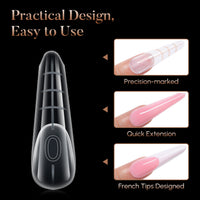 Nicedeco Poly Extension Gel Dual Nail Forms, 120pcs Nail Molds for Builder Extension, 5 Style 12 Size Dual Forms for Gel Nail Tips Nail Art Design Salon DIY Kit 1