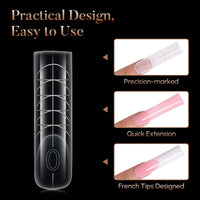 Nicedeco Poly Extension Gel Dual Nail Forms, 120pcs Nail Molds for Builder Extension, 5 Style 12 Size Dual Forms for Gel Nail Tips Nail Art Design Salon DIY Kit 3