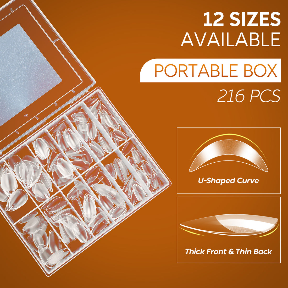 Nicedeco Almond Fake Nails Pre-shape 216pcs 007