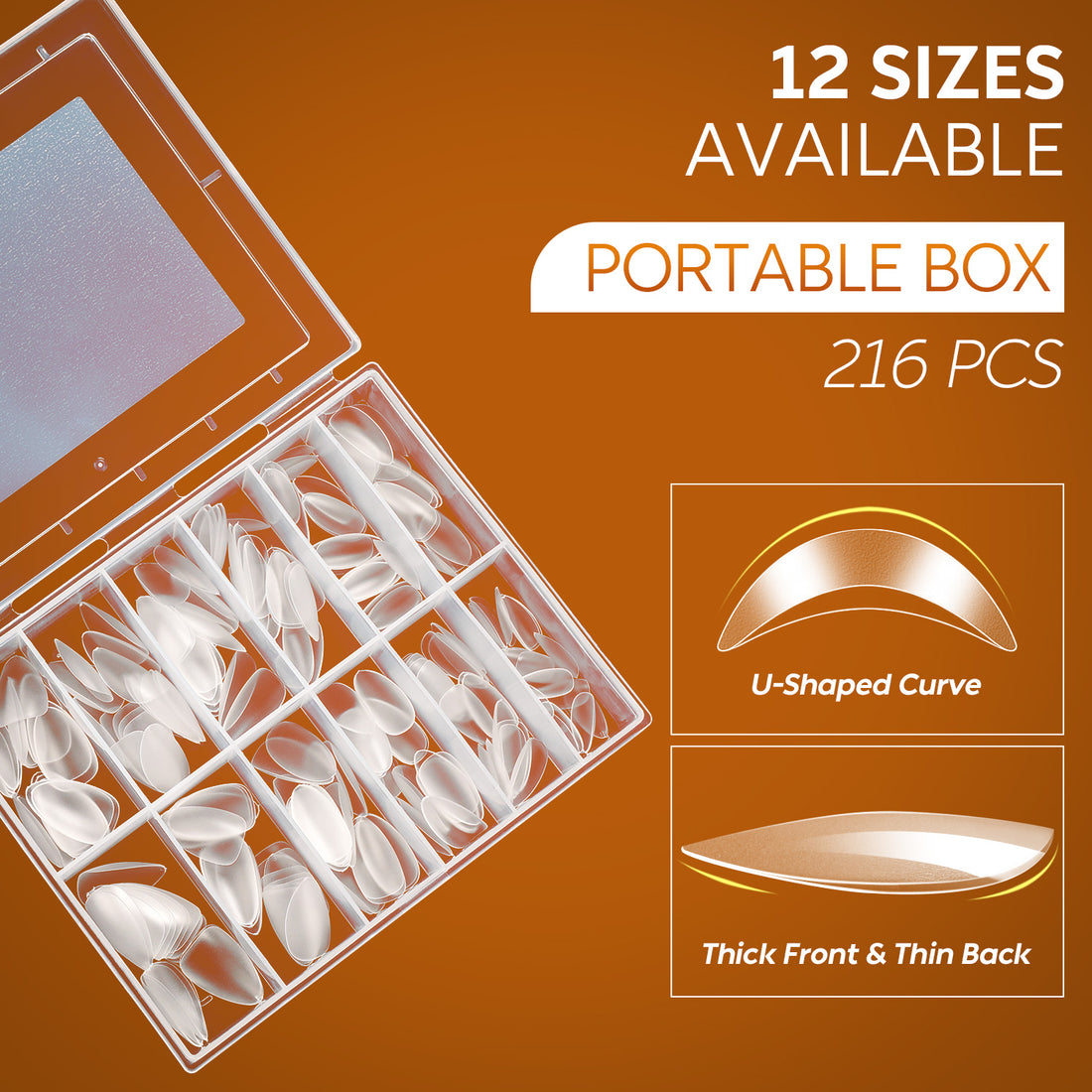 Nicedeco Short Almond Nail Tips Soft Gel Tips 216pcs 008