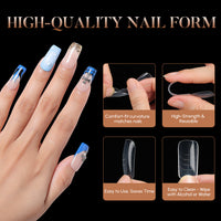 Nicedeco Poly Extension Gel Dual Nail Forms, 120pcs Nail Molds for Builder Extension, 5 Style 12 Size Dual Forms for Gel Nail Tips Nail Art Design Salon DIY Kit 1