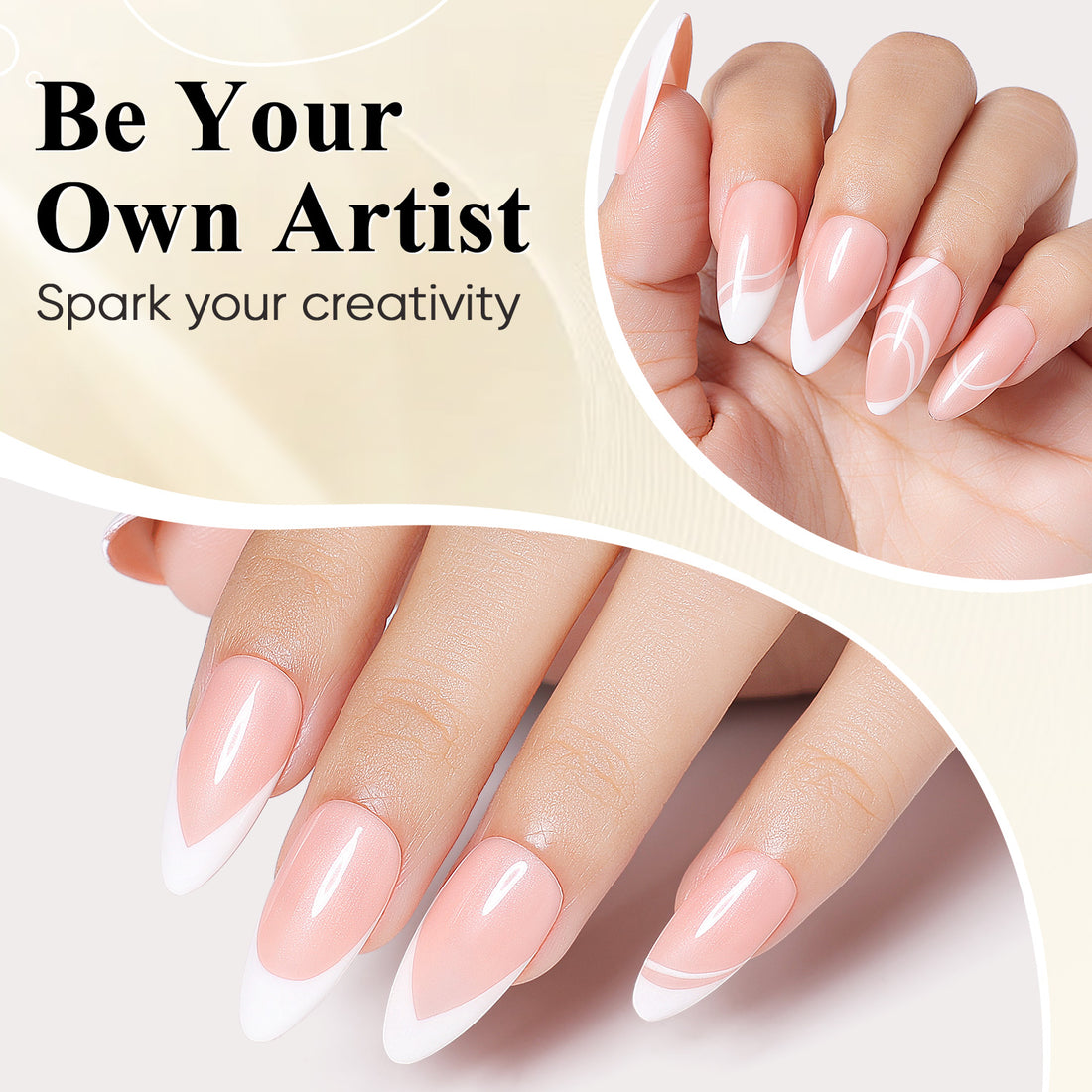 Nicedeco Gel Polish Nail Art Liner Gel, Hema Free, Cruelty Free, Vegan, White Nail Design with Thin Brush for French Manicure