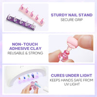 Nicedeco Nail Stand Display, DIY Magnetic Nail Holder for Nail Tips, Acrylic Nail Practice Holders Nail Painting Stand with 96Pcs Reusable Adhesive Putty for False Nail Tip Manicure Tool