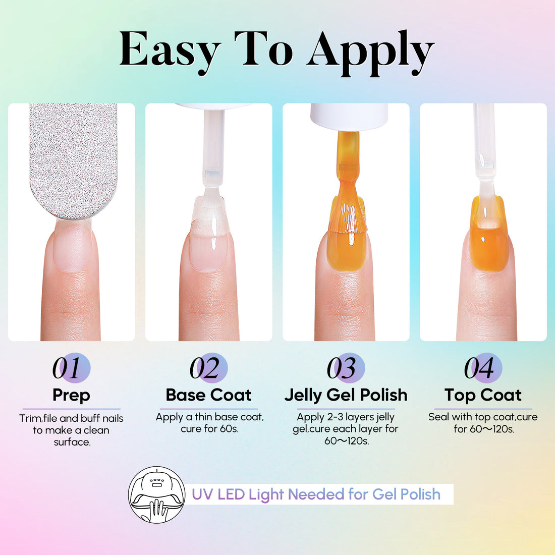 Nicedeco Hema Free Jelly Gel Nail Polish 6 Colors Set 45