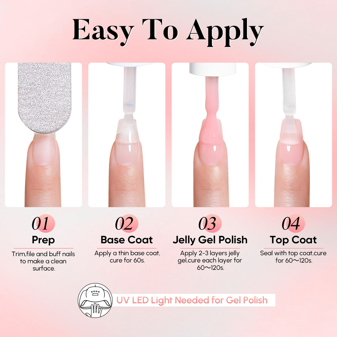 Nicedeco Hema Free Jelly Gel Nail Polish 6 Colors Set 46