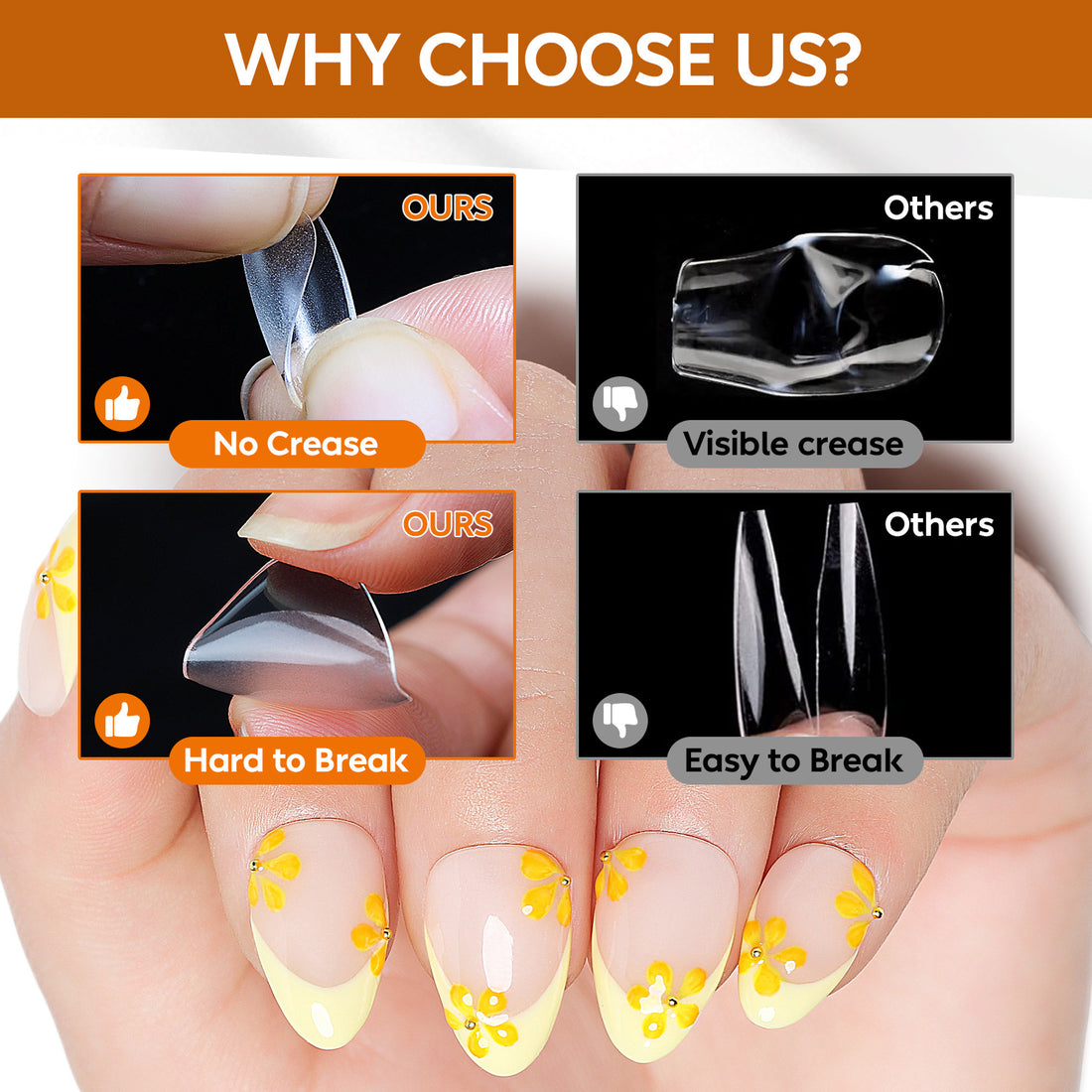 Nicedeco Extra Short Almond Nail Tips Full Cover 216pcs 009