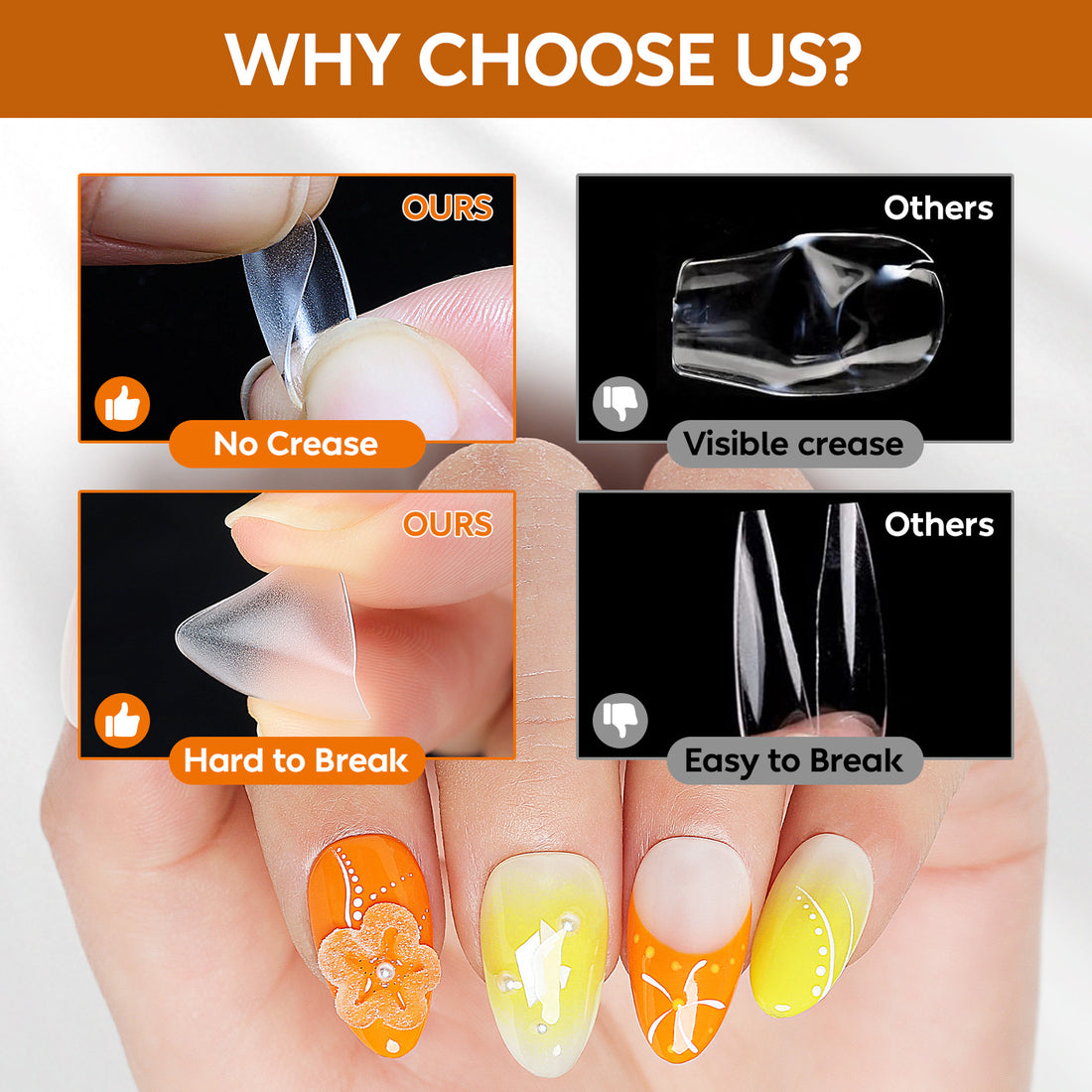 Nicedeco Short Almond Nail Tips Soft Gel Tips 216pcs 008