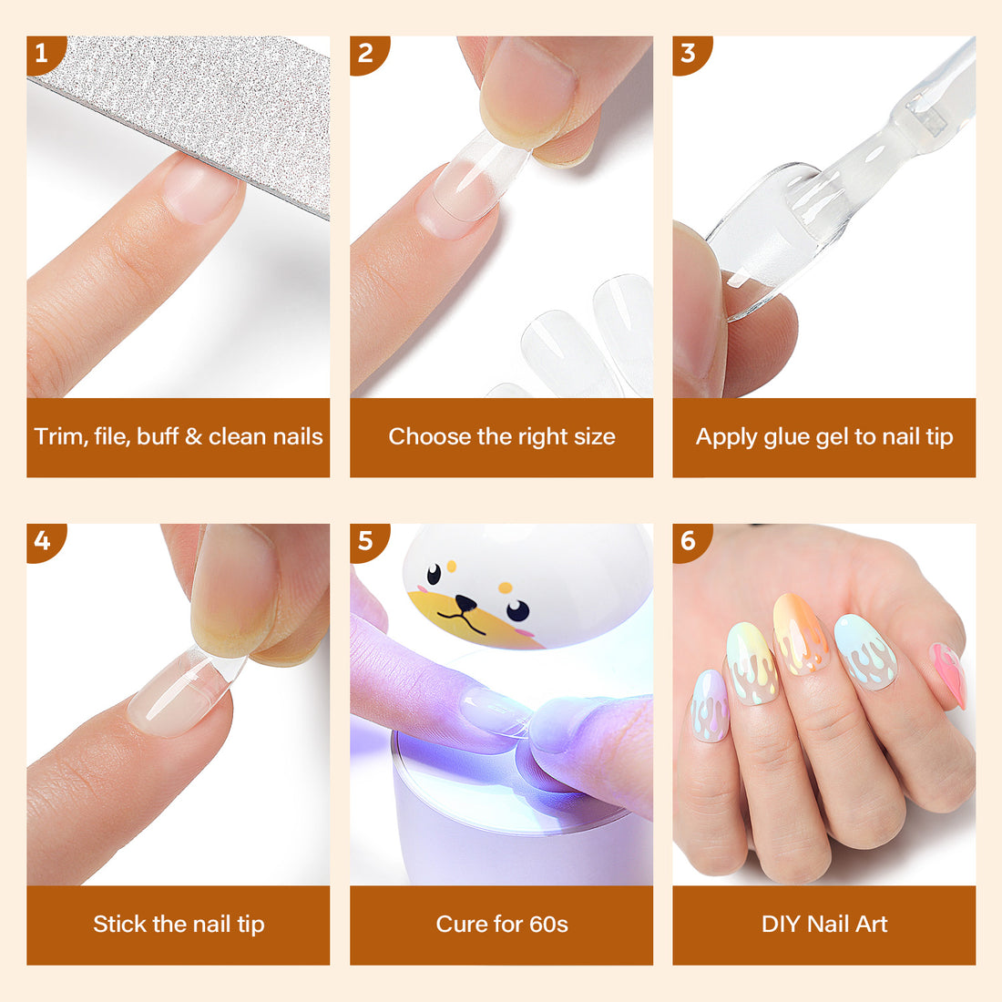 Nicedeco Short Almond Nail Tips Soft Gel Tips 216pcs 008