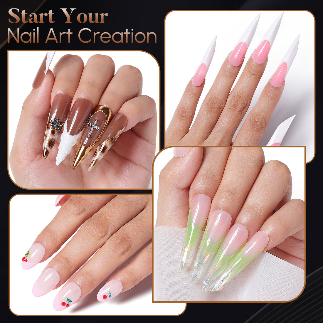 Nicedeco Poly Extension Gel Dual Nail Forms, 120pcs Nail Molds for Builder Extension, 5 Style 12 Size Dual Forms for Gel Nail Tips Nail Art Design Salon DIY Kit 1