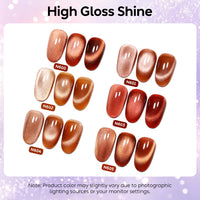 Nicedeco Fine Magnetic Cat Eye Gel Nail Polish Set, 6 Colors 5ML Holographic UV LED Glitter Red Brown Soak off Nail Polish with Magnet Nail Art DIY Salon For Women Kit 6-68