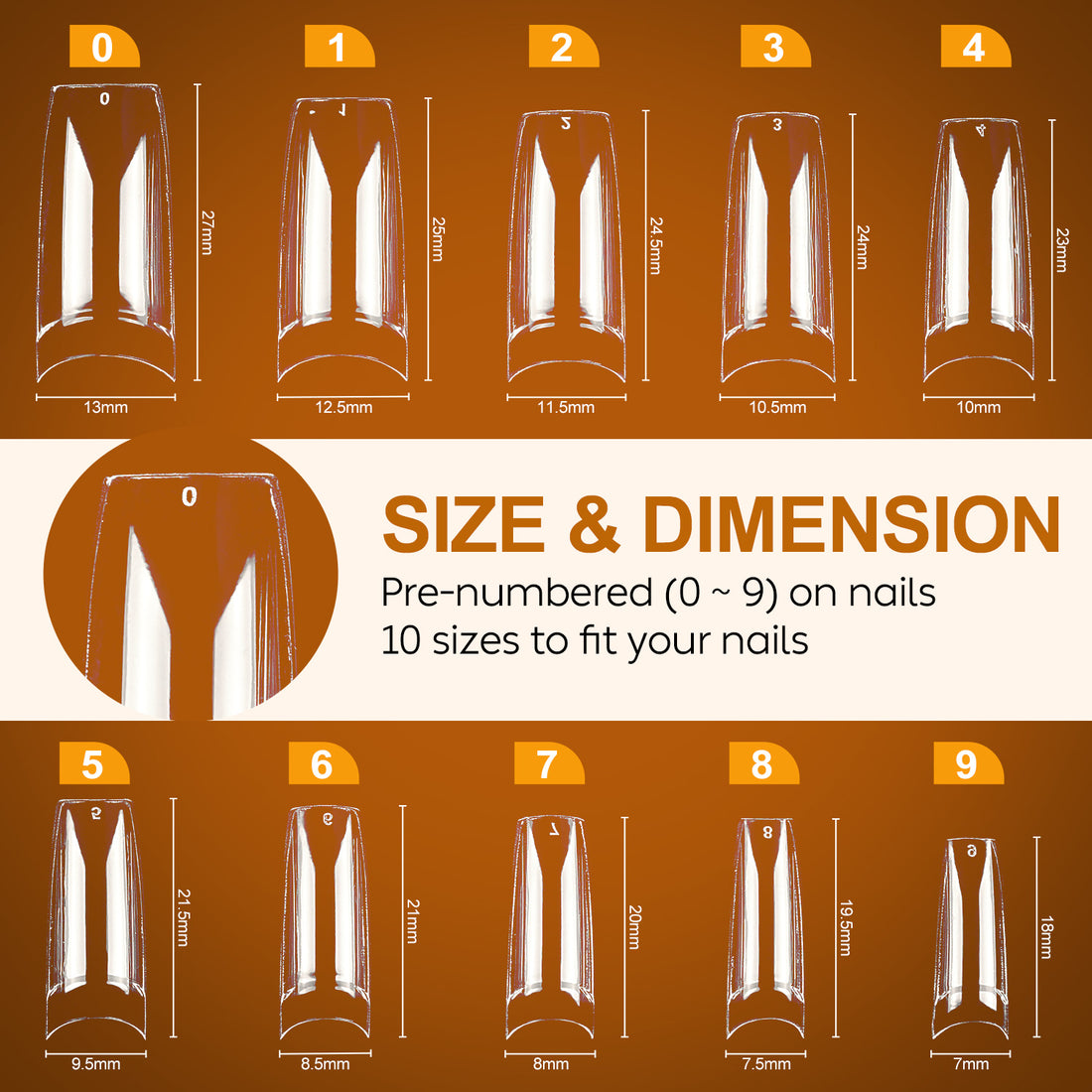 Nicedeco French Nail Tips for Gel Extensions, 500pcs 10 Sizes Half Cover False Nail Tips Fake Nails Press on Nails Acrylic Nail Tips - 015