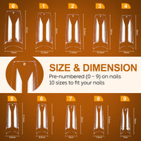 Nicedeco French Nail Tips for Gel Extensions, 500pcs 10 Sizes Half Cover False Nail Tips Fake Nails Press on Nails Acrylic Nail Tips - 015