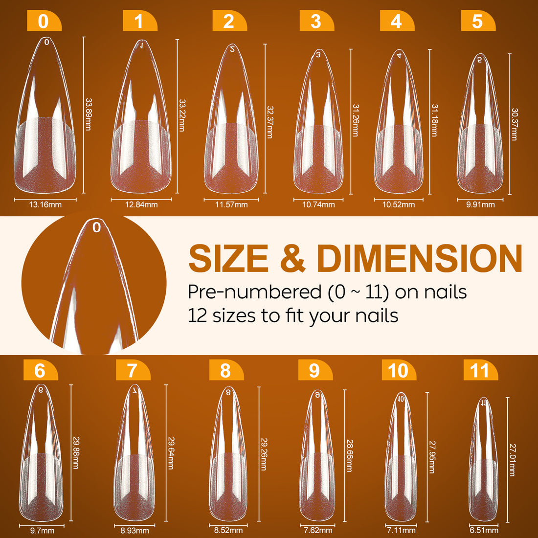 Nicedeco Gel Nail Tips Long Stiletto Shape Nails, 504Pcs Pre Shaped Half Matte Soft Tips Full Cover False Nails for Gel Nail Extensions Press on Nails - 016