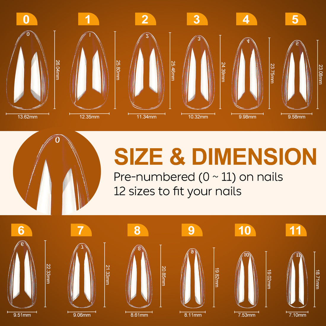 Nicedeco Gel Nail Tips Medium Stiletto Shape Nails, 504Pcs Clear Soft Tips Full Cover False Nails for Gel Nail Extensions Press on Nails - 014