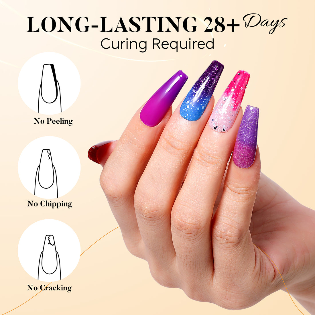 Nicedeco Gel Nail Polish 6pcs, Hema Free, Cruelty Free, Vegan, Color Changing Soak Off LED U V Gel for Nail Art Manicure Salon DIY Kit 51