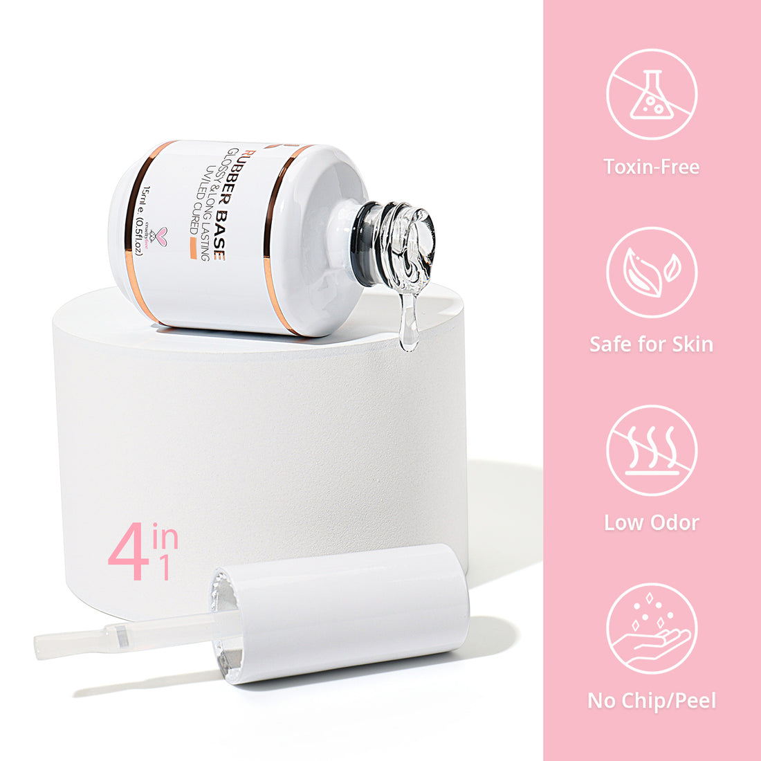 Nicedeco Hema Free Clear Rubber Base Gel Polish for Nails U V Cruelty Free Vegan Color Base Gel Nail Polish 15ML