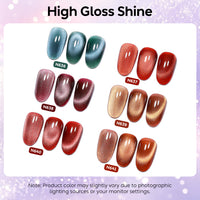 Nicedeco Fine Magnetic Cat Eye Gel Nail Polish Set, 6 Colors 5ML Holographic UV LED Glitter Blue Purple Red Brown Soak off Nail Polish with Magnet Nail Art DIY Salon For Women Kit 6-74