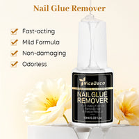 Nicedeco 2 Pcs 10ml Nail Glue Remover,Press on Nail Remover Cruelty Free Vegan for False Nail Tips,Quick Glues and Semi-Cured Sticker,Gentle Formula Not for Uv Nail Glue Gel