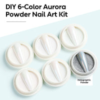 Nicedeco Aurora Nail Powder for Gel Nails, Cruelty Free, Vegan, 6 Jars Pearlescent Mermaid Powder Mirror Effect Iridescent Nail Glitter Manicure Pigment for Nail Art Design Gifts