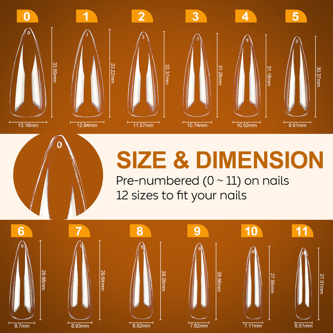 Nicedeco Gel Nail Tips Long Stiletto Shape Nails, 504Pcs Clear Soft Tips Full Cover False Nails for Gel Nail Extensions Press on Nails - 012