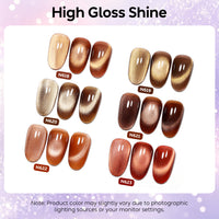 Nicedeco Fine Magnetic Cat Eye Gel Nail Polish Set, 6 Colors 5ML Holographic UV LED Glitter Taupe Brown Soak off Nail Polish with Magnet Nail Art DIY Salon For Women Kit 6-71