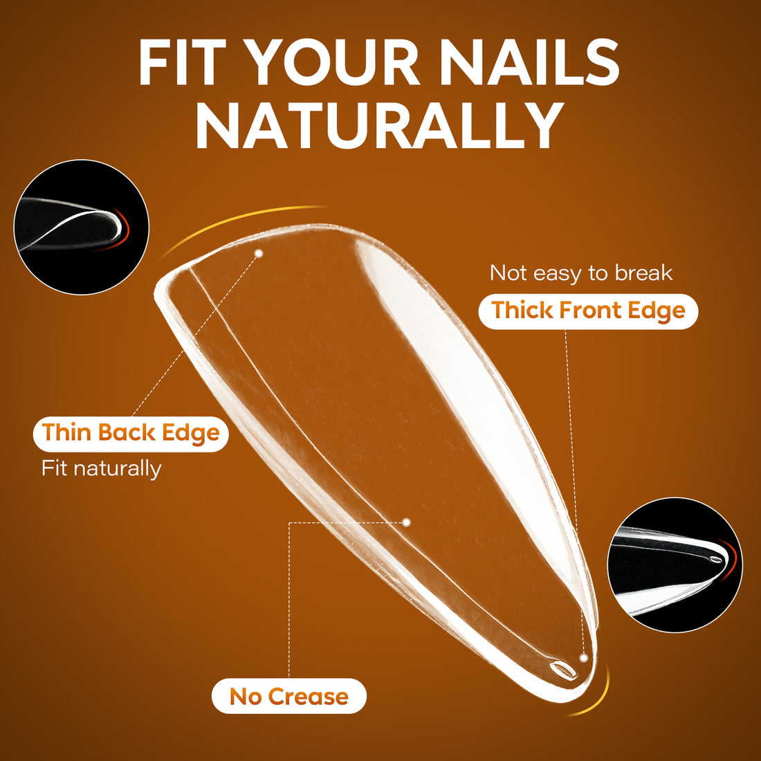 Nicedeco Gel Nail Tips Medium Stiletto Shape Nails, 504Pcs Clear Soft Tips Full Cover False Nails for Gel Nail Extensions Press on Nails - 014