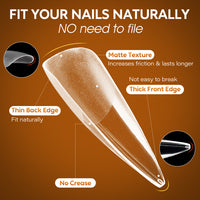 Nicedeco Gel Nail Tips Long Stiletto Shape Nails, 504Pcs Pre Shaped Half Matte Soft Tips Full Cover False Nails for Gel Nail Extensions Press on Nails - 016