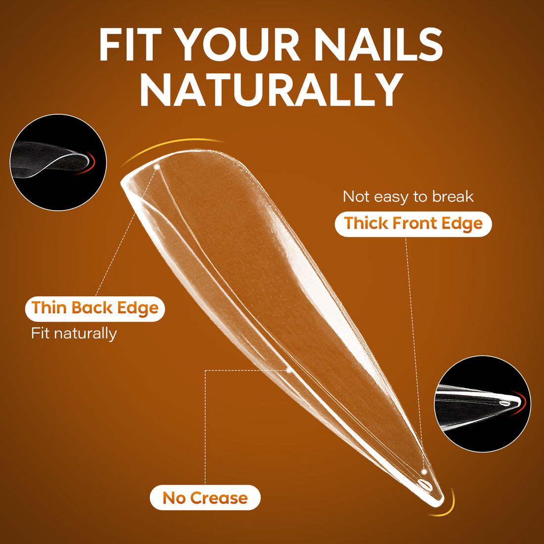 Nicedeco Gel Nail Tips Long Stiletto Shape Nails, 504Pcs Clear Soft Tips Full Cover False Nails for Gel Nail Extensions Press on Nails - 012