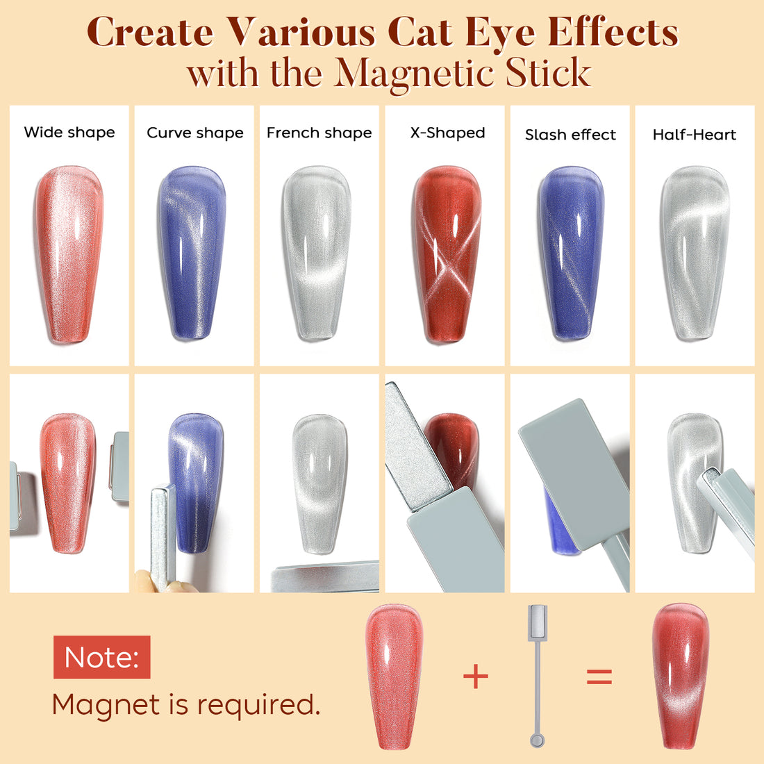 Nicedeco Cat Eye Gel Nail Polish, Hema Free, Cruelty Free, Vegan, High Gloss Long Lasting Soak Off LED U V Gel 12 Colors Kit 12