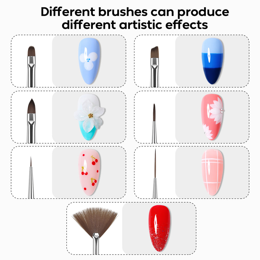 Nicedeco Nail Art Brushes 7pcs, Fingernail Art Design Pens Gel Polish Liner French Brushes for Nail Drawing and Nail Paint DIY Manicure