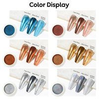 Nicedeco Chrome Nail Powder for Gel Nails, Cruelty Free, Vegan, 6 Jars Metallic Mirror Effect Pigment Nail Glitter Manicure for Nail Art Design Gifts
