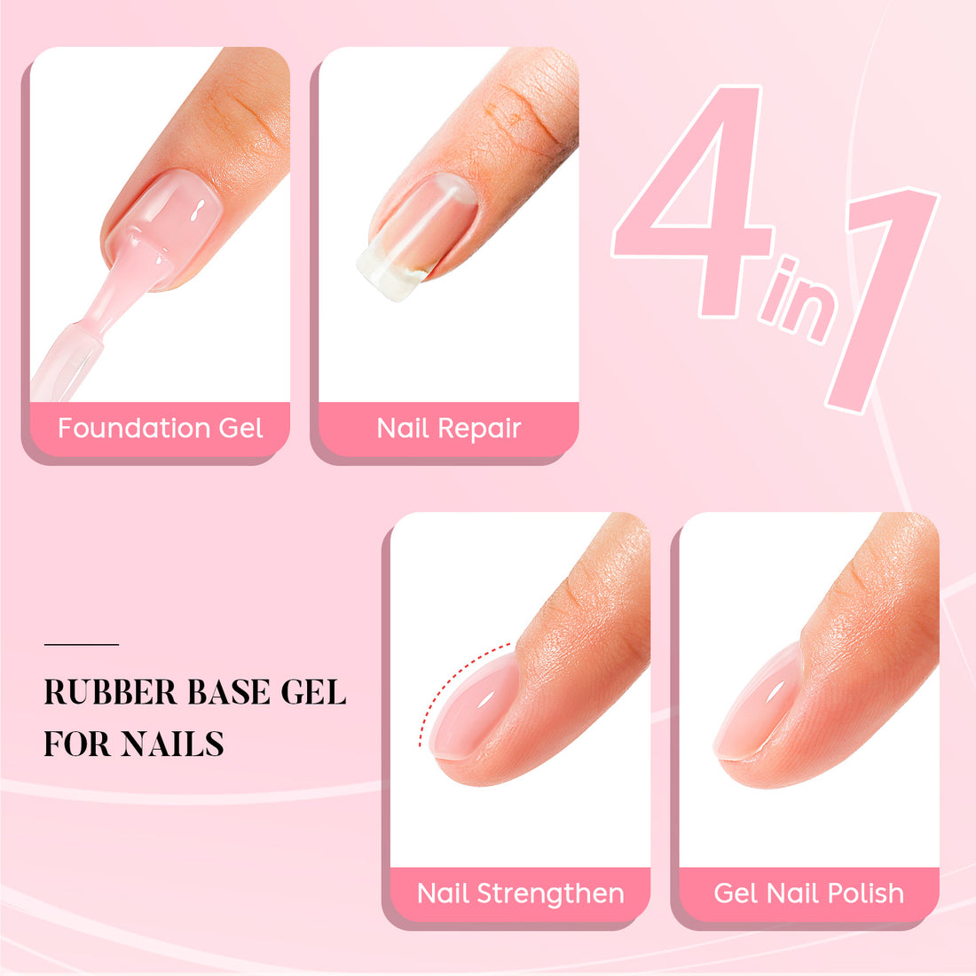 Nicedeco Hema Free Clear Rubber Base Gel Polish for Nails U V Cruelty Free Vegan Color Base Gel Nail Polish 15ML