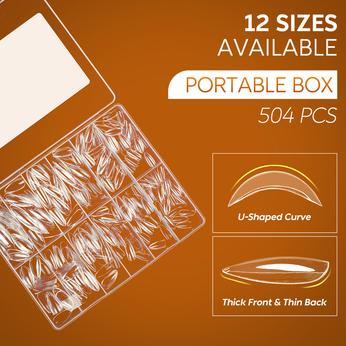 Nicedeco Gel Nail Tips Medium Stiletto Shape Nails, 504Pcs Clear Soft Tips Full Cover False Nails for Gel Nail Extensions Press on Nails - 014