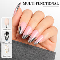 Nicedeco Metallic Gel Nail Polish Set, Hema Free, Silver and Gold 3D Metal Painting Gel for Nail Art, Glossy Mirror Finish, Vegan, Cruelty Free