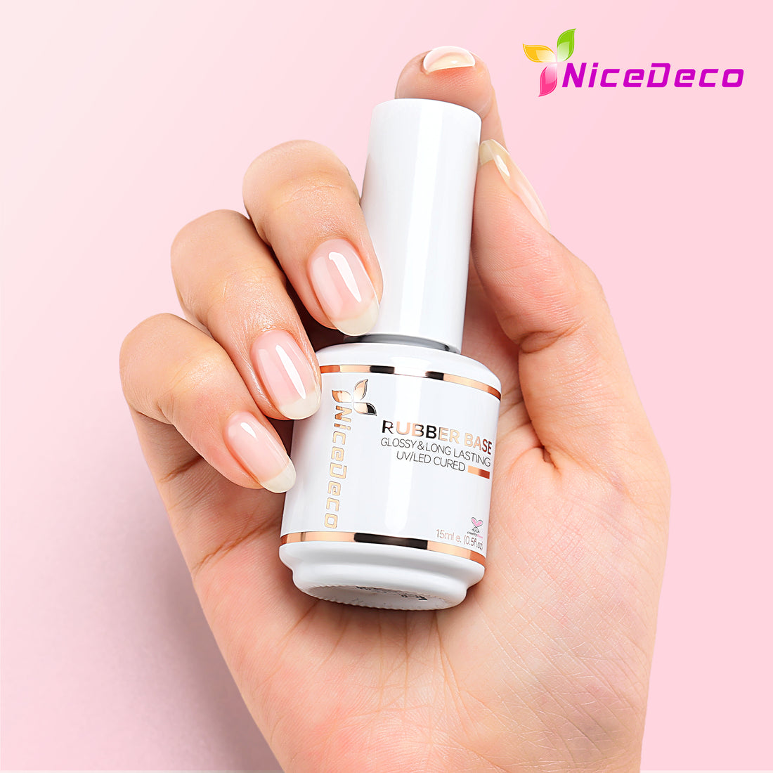 Nicedeco Hema Free Clear Rubber Base Gel Polish for Nails U V Cruelty Free Vegan Color Base Gel Nail Polish 15ML