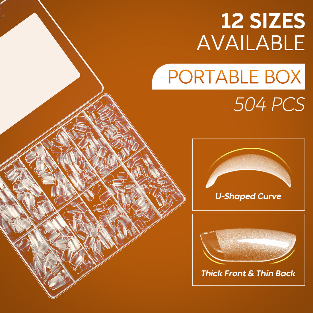 Nicedeco Gel Nail Tips Short Square Shape Nails, 504Pcs Pre Shaped Soft Tips Full Cover False Nails for Gel Nail Extensions Press on Nails - 011