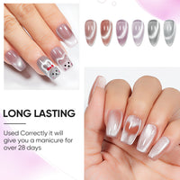 Nicedeco 6PCS 5ml Glassy Transparent Pink Magnetic Cat Eye Gel Polish Kit of with Magnet – Glossy Crystal Liquid Effect, Reflective Translucent Jelly UV Nail Polish, Long Lasting for Salon & DIY56